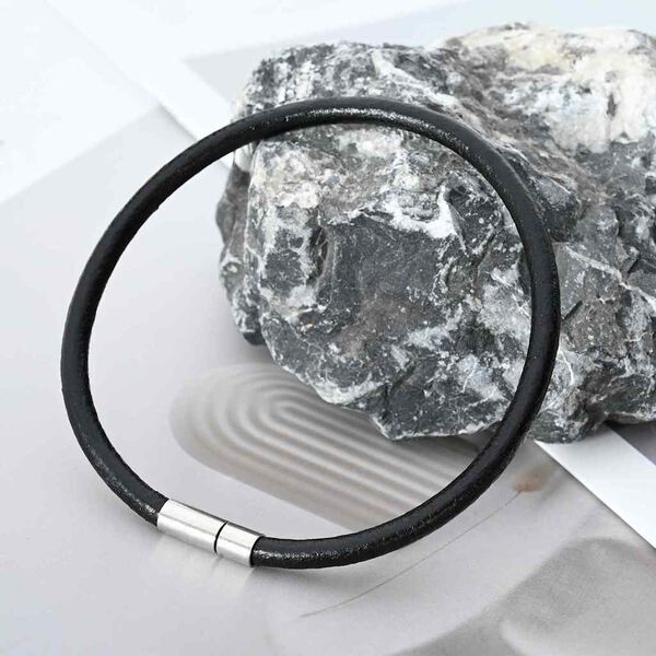 vidaXL Lædersnor Sort Ø5 mm x 50 m Læder