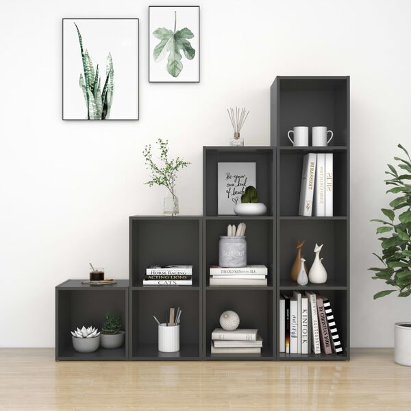 vidaXL tv-skabss&aelig;t 4 dele konstrueret tr&aelig; gr&aring;