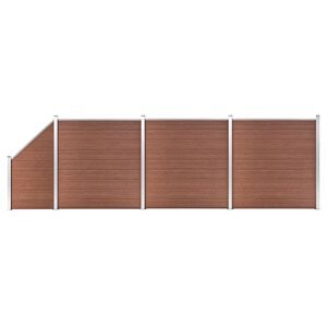 vidaXL hegnss&aelig;t 3 firkantede + 1 skr&aring; 619 x 186 WPC brun