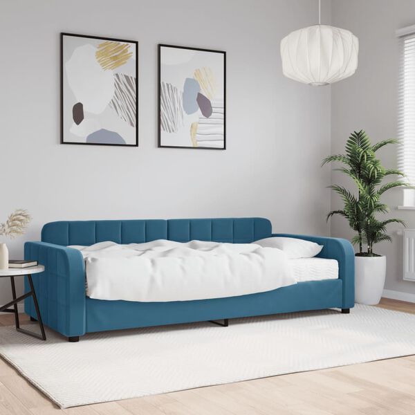vidaXL daybed med madras 90x200 cm velour bl&aring;
