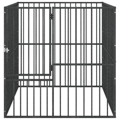 vidaXL hundegård 4 paneler galvaniseret stål sort