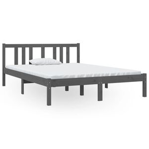 vidaXL sengeramme 135x190 cm Double massivt fyrretr&aelig; gr&aring;