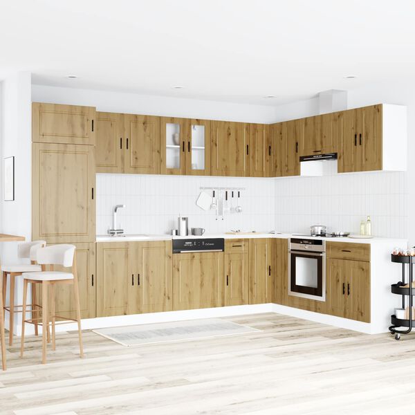 vidaXL Vaskeskabsbase med opbevaring Porto 2 pcs Brun Konstrueret tr&aelig;