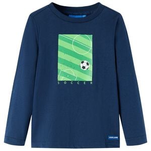 vidaXL Lang&aelig;rmet T-shirt til b&oslash;rn str. 104 marinebl&aring;
