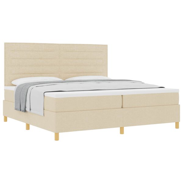 vidaXL Box spring seng med madras Creme 200 x 200 cm Stof
