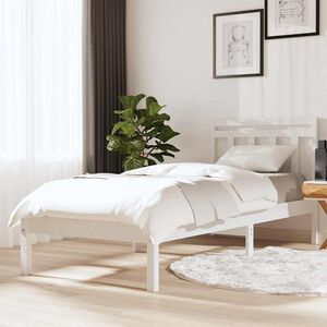 vidaXL sengeramme 90x190 cm Single massivt tr&aelig; hvid