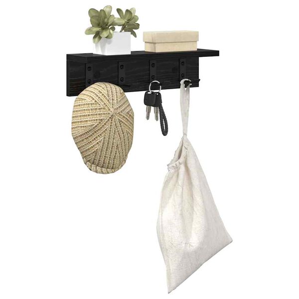 vidaXL V&aelig;gmonteret Jakkeholder V&aelig;gmonteret Sort eg 40 x 10,5 x 10,5 cm