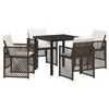 vidaXL Have Spisebordss&aelig;t 5 stk. Brun polyrattan