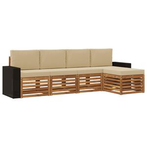 vidaXL Udend&oslash;rs sofagruppe med pude 5 pcs Naturlig og Beige