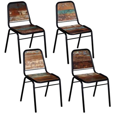 vidaXL spisebordsstole 4 stk. massivt genbrugstræ