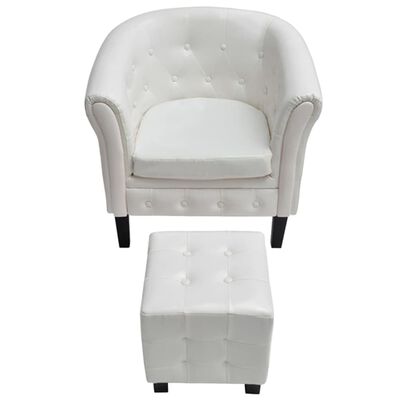 vidaXL lænestol med fodskammel kunstlæder hvid