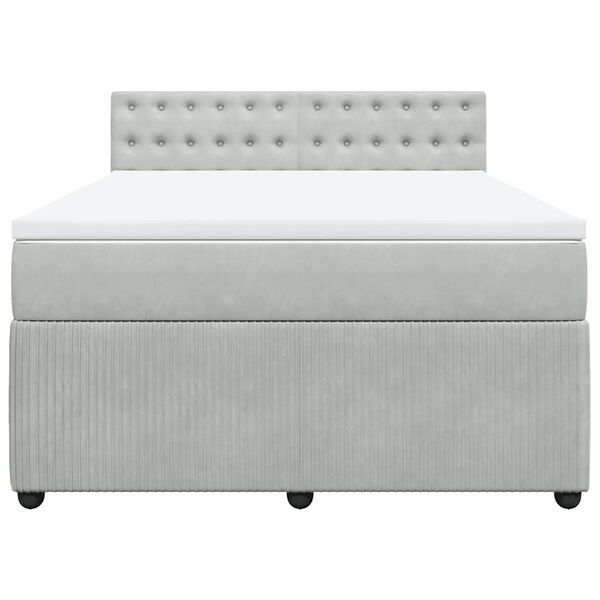 vidaXL kontinentalseng med madras 160x200 cm fl&oslash;jl lysegr&aring;