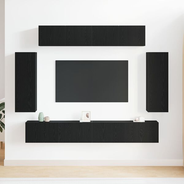 vidaXL TV-m&oslash;bels&aelig;t 6 pcs Sort eg 100 x 30 x 30 cm Konstrueret tr&aelig;