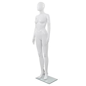 vidaXL mannequin kvinde fuld figur glassokkel hvid h&oslash;jglans 175 cm
