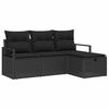 vidaXL Havesofa S&aelig;t med pude med opbevaring 4 pcs Sort Poly rattan