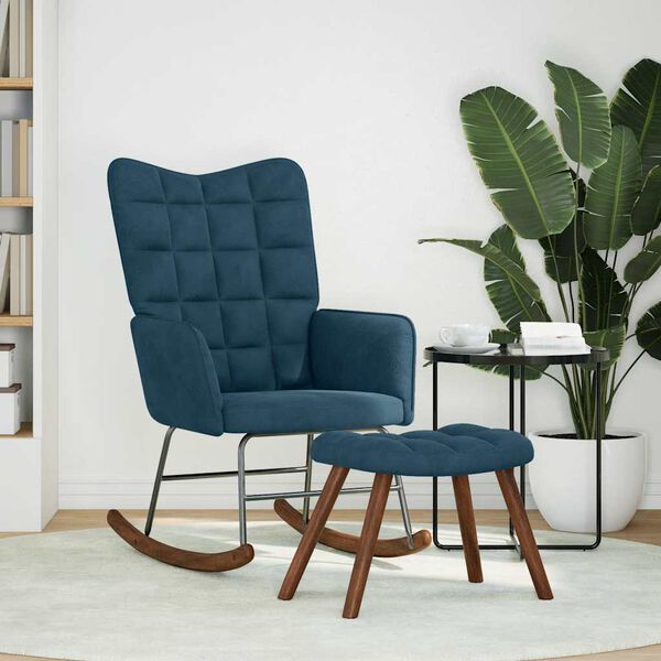 vidaXL gyngestol med fodskammel fl&oslash;jl bl&aring;