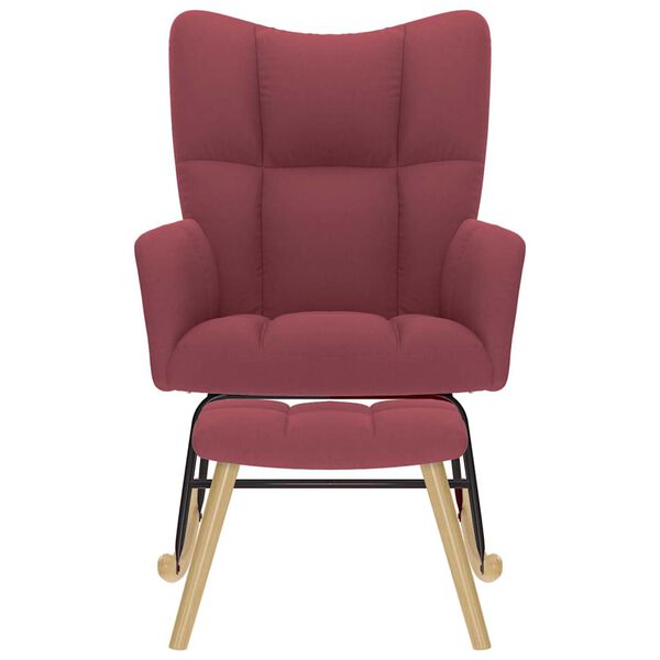 vidaXL gyngestol med fodskammel Stof vinr&oslash;d