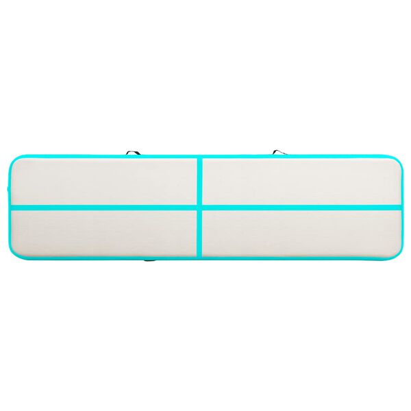 vidaXL oppustelig gymnastikm&aring;tte m. pumpe 800x100x15 cm PVC gr&oslash;n