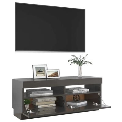 vidaXL tv-skab med LED-lys 100x35x40 cm grå højglans