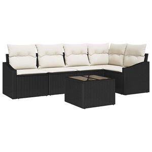 vidaXL Havesofa S&aelig;t med pude 6 pcs Brun og Creme polyrattan