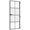 vidaXL d&oslash;r 83x201,5 cm h&aelig;rdet glas og aluminium sort