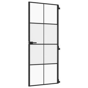 vidaXL d&oslash;r 83x201,5 cm h&aelig;rdet glas og aluminium sort