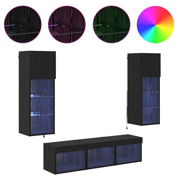 vidaXL TV V&aelig;gmonteringer V&aelig;gmonteret 5 pcs Sort eg Konstrueret tr&aelig;