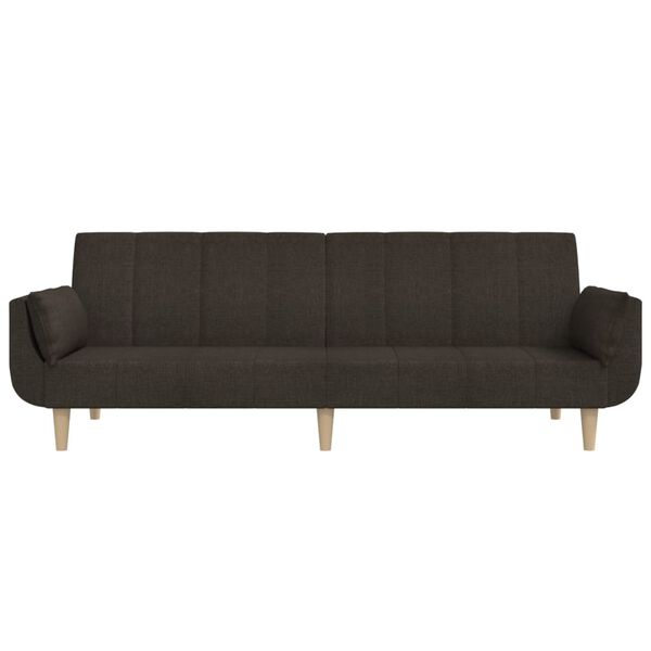 vidaXL 2-personers sovesofa med 2 puder stof m&oslash;rkebrun