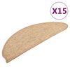 vidaXL trappem&aring;tter 15 stk. 56x17x3 cm lysebrune halvrunde