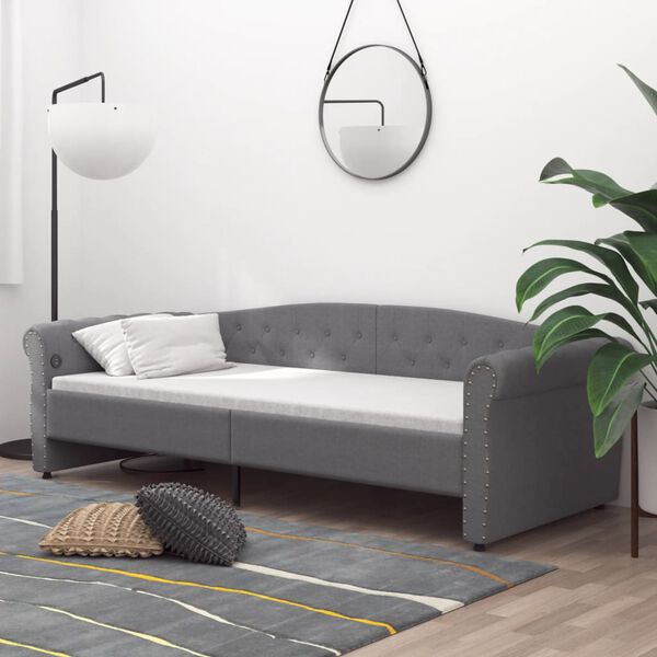 vidaXL daybed med madras og USB 90x200 cm stof lysegr&aring;