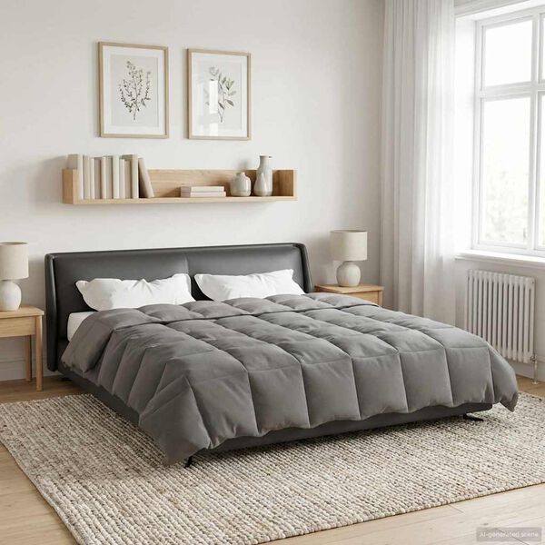 vidaXL Hel&aring;rs dyne Quilting Lysegr&aring; 240 x 260 cm Mikrofiber