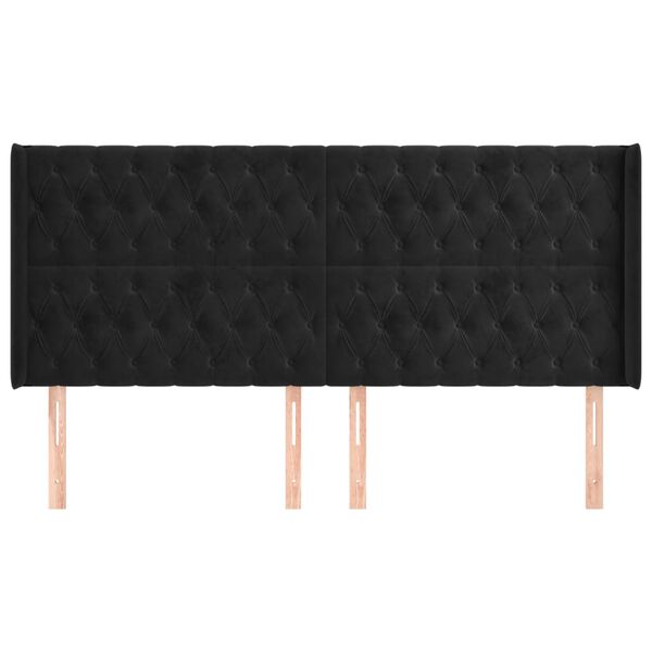 vidaXL sengegavl med kanter 183x16x118/128 cm fl&oslash;jl sort