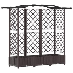 vidaXL H&aelig;vet Bed med Trellis og Tag Brun 163 x 40 x 123 cm PP