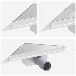 vidaXL 2 i 1 Trekantet Bruserafl&oslash;b S&oslash;lv 25 x 25 cm Rustfrit St&aring;l 304