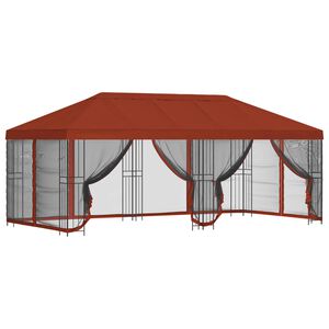vidaXL Pavillon med sidetapper 6 x 3 m Terrakotta Polyester og St&aring;l