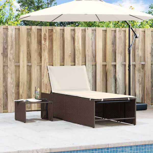 vidaXL liggestole 2 stk. med bord brun polyrattan