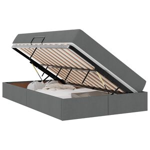 vidaXL Seng med opbevaring og madras M&oslash;rkegr&aring; 120 x 190 cm Polyester