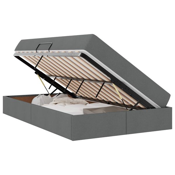 vidaXL Seng med opbevaring og madras Mørkegrå 120 x 190 cm Polyester