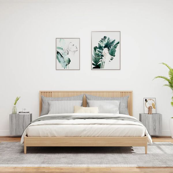 vidaXL tv-bord til v&aelig;g 2 stk. 40,5x30x40 cm konstrueret tr&aelig; gr&aring; sonoma