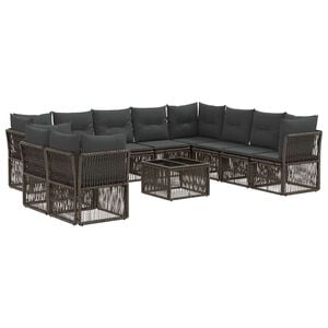 vidaXL Havesofa S&aelig;t 11 stk. Gr&aring; polyrattan
