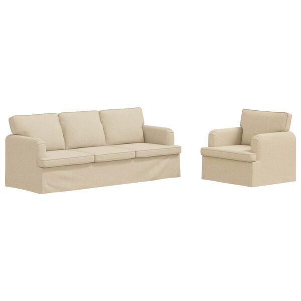 vidaXL Sofa 2 pcs Creme 144 x 80 x 85 cm Stof