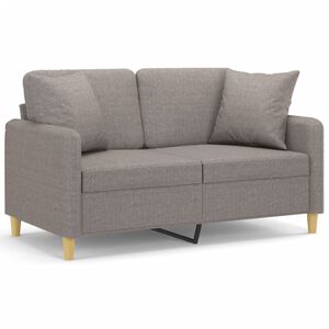 vidaXL 2-personers sofa med pyntepuder 120 cm stof gr&aring;brun