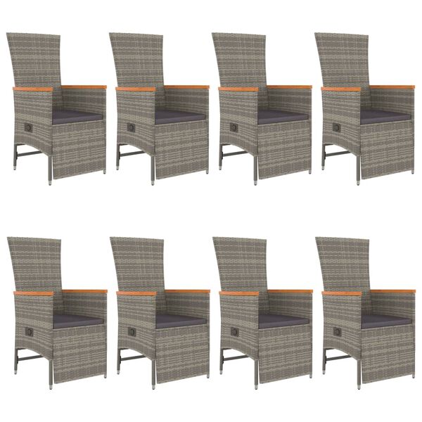 vidaXL spisebordss&aelig;t til haven 9 dele med hynder polyrattan gr&aring;