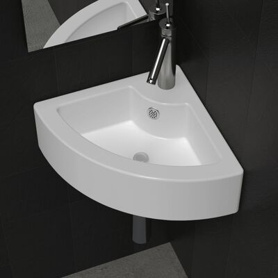vidaXL håndvask med overløb 45 x 32 x 12,5 cm hvid