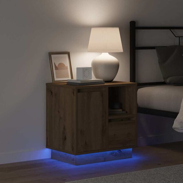 vidaXL Natskab Artisan Egetræ 50 x 34,5 x 50 cm. Konstrueret træ