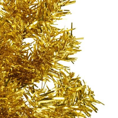 vidaXL kunstigt halvt juletræ med juletræsfod 180 cm smalt guldfarvet