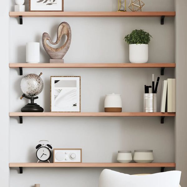 vidaXL væghylde 80x10x2 cm behandlet massivt egetræ lysebrun