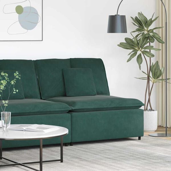 vidaXL modulopbygget sofacentermodul med hynder 100 cm m&oslash;rkegr&oslash;n