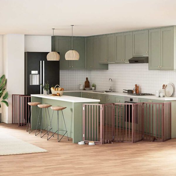 vidaXL hundel&aring;ge med d&oslash;r 15 paneler 750 cm foldbar poppeltr&aelig; brun