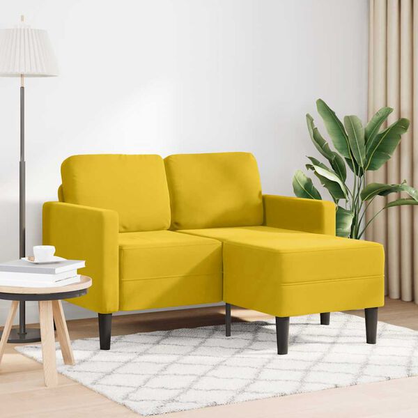 vidaXL 2-personers sofa med chaiselong L-formet 125 cm fl&oslash;jl gul